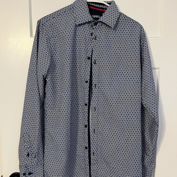 Blue Stone Collection Button Front Shirt Blue Floral Modern Fit NWT MSRP $149 SM - Picture 1 of 12